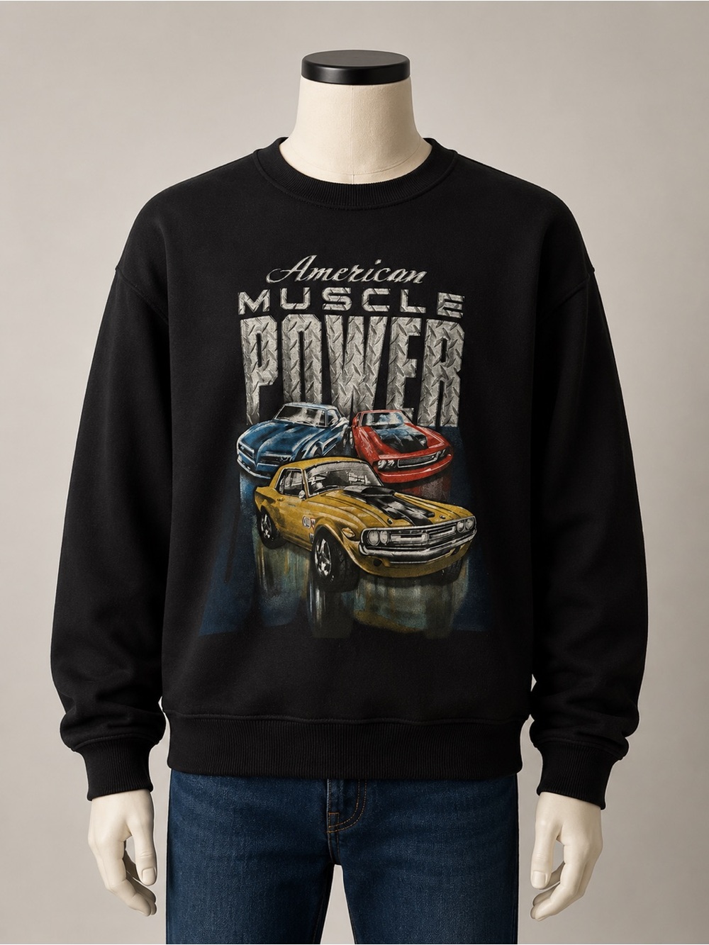 American Muscle Power Graphic Sweatshirt 2X Black Cars Pullover